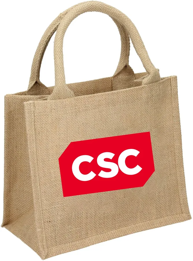 Jute bag with a cotton front panel for printing
